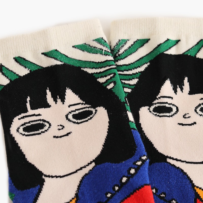 Vớ cotton In Họa Tiết Hoạt Hình Mặt Trăng Dễ Thương Phong Cách harajuku Nhật Bản Chất Lượng Cao Cho Nữ