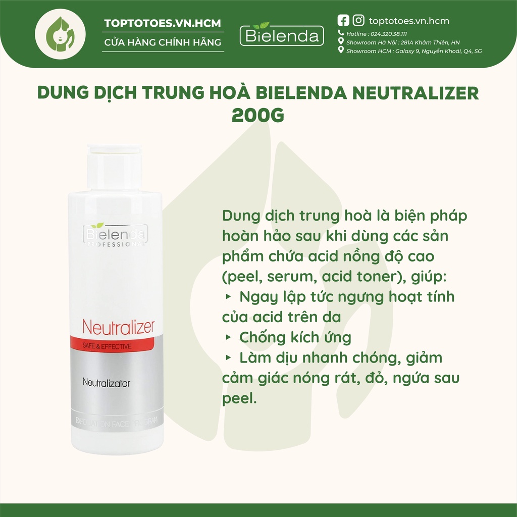 Dung dịch trung hoà Bielenda Neutralizer 200g ngăn ngừa kích ứng khi peel