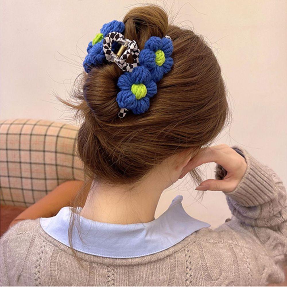 MOCHO Kẹp Tóc Hình Cá Mập Bằng Len Họa Tiết Hoa Dễ Thương Cho Bé Gái