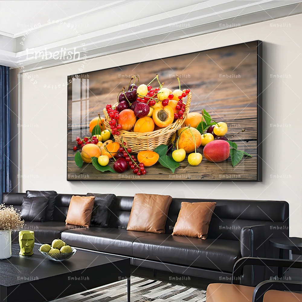 Tranh Vải Bạt Treo Tường Trang Trí Hình Giỏ Trái Cây Và Rau Củ Nghệ Thuật Cho Nhà Bếp