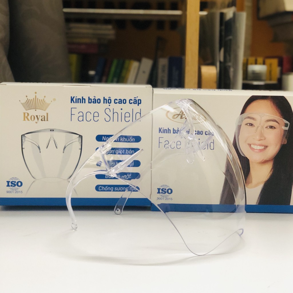 Kính bảo hộ cao cấp Royal Asia face shield phòng chống giọt bắn, chống bui mưa đi xe máy màu trong suốt