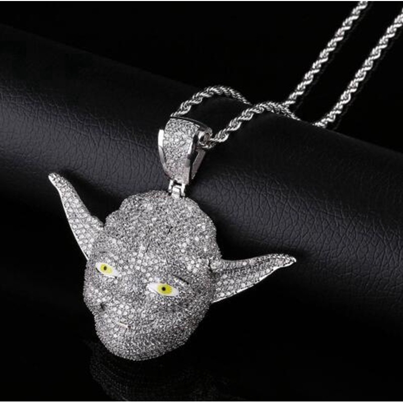 Mặt dây chuyền đá khối zircon chuỗi mặt dây chuyền màu bạc Phong cách hip hop cho phụ nữ