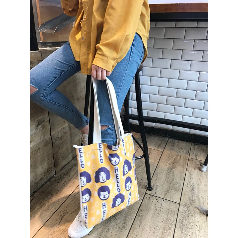 Túi Canvas Đeo Vai Kiểu Dáng Đơn Giản Xinh Xắn