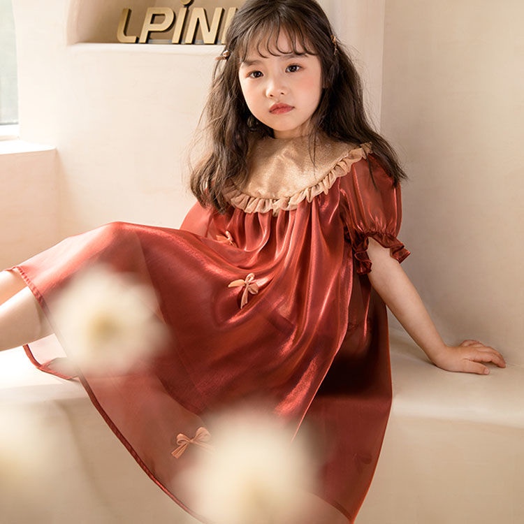 Đầm Công Chúa Tay Phồng Đính Nơ Thời Trang Mùa Hè 2022 Mới Cho Bé Gái