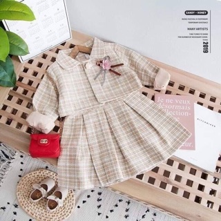 Set áo váy dạ bé gái