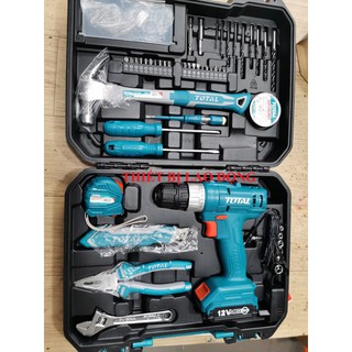 Bộ 127 món bao gồm máy khoan dùng pin 12V total THKTHP11272