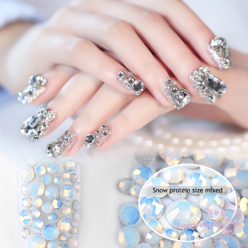 Bộ 800 viên đá pha lê mặt phẳng các loại dùng cho trang trí móng tay