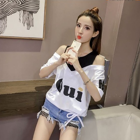 Áo Thun Nữ Kiểu Áo Kiểu Hàn Cổ Tròn Hở Vai Vải Dày Dặn Form Chuẩn