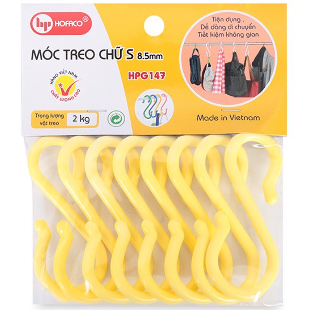 Bịch 8 móc chữ S 8.5mm Hofaco HPG147 tiện dụng