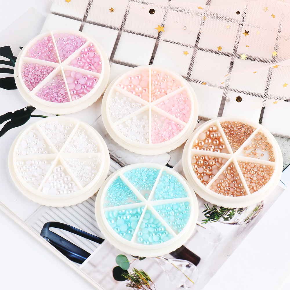 [Hàng mới về] Hộp phụ kiện hạt 3D 6 kích cỡ trang trí móng tay thời trang