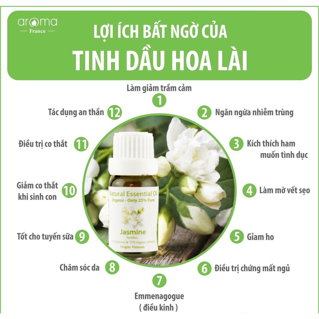 Tinh dầu Aroma hoa lài jassmine 10/90 10ml