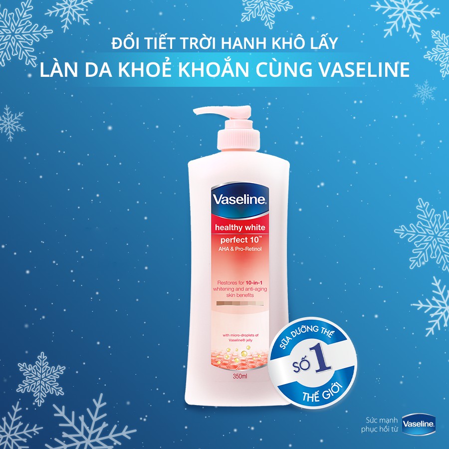 Sữa Dưỡng Thể Trắng Da Ngăn Ngừa Lão Hóa Vaseline Healthy White Perfect 10 AHA & Pro-Retinol 200~350ml | BigBuy360 - bigbuy360.vn