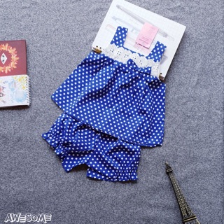 Đồ bộ kate loại 1 phối ren cho bé gái (6 tháng-7 tuổi)