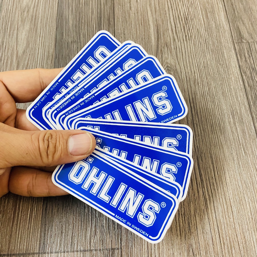 ( Kéo lụa ) Tem phuộc ohlins, tem dán bình dầu ohlins in kéo lụa  9/10 với tem zin