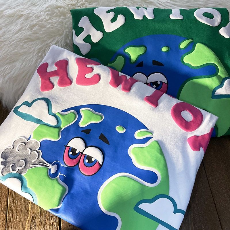 Áo Thun COZOK Tay Ngắn Dáng Rộng In Họa Tiết Thời Trang Retro Hong Kong