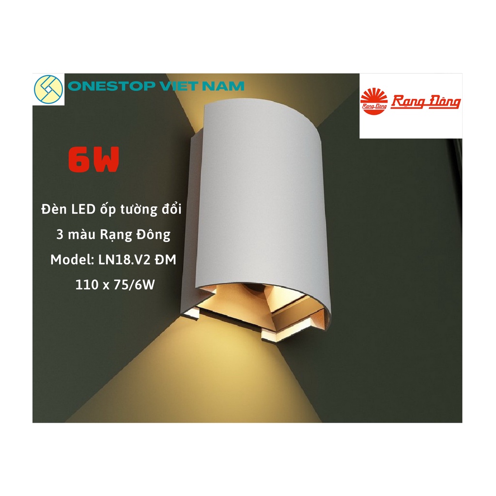 Đèn LED ốp tường đổi 3 màu: Trắng, vàng, trung tính Rạng Đông -  Model