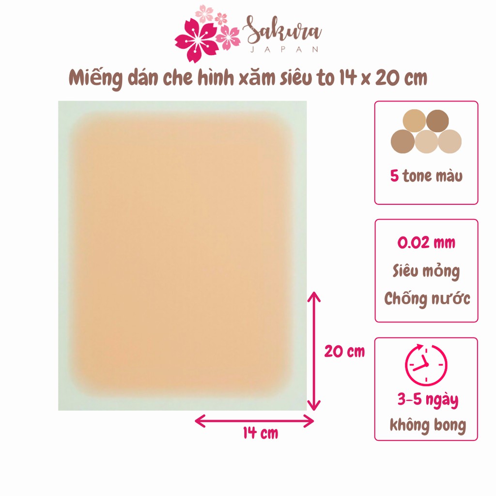 Miếng dán che hình xăm Japan Sakura siêu to 14x 20cm che khuyết điểm nhiều màu, chống nước, nhiều size