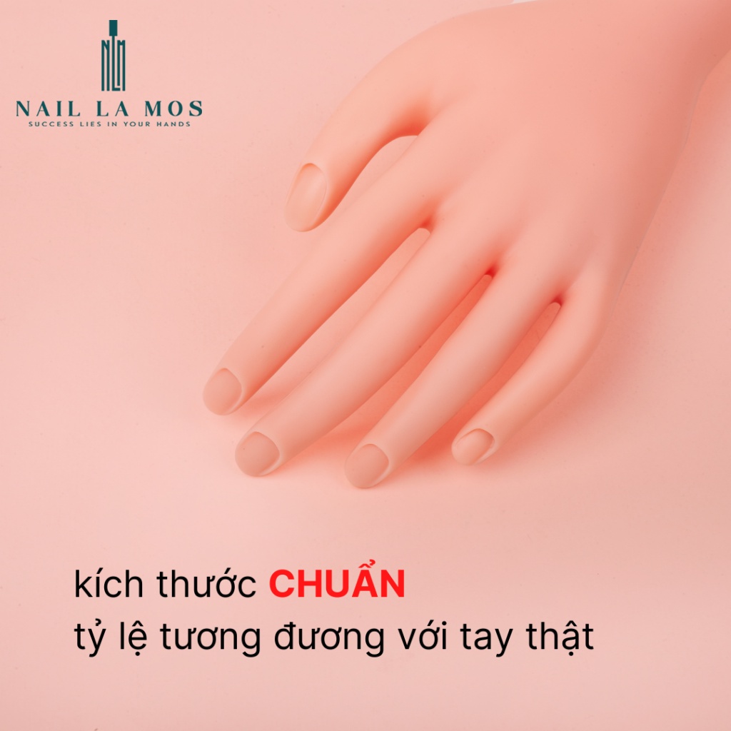 Bàn tay giả silicone tập làm nail - loại khớp dẻo linh hoạt