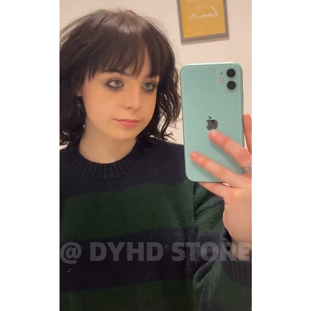 Áo sweater cotton Dệt Kim Chui Đầu Kẻ Sọc Màu Xanh Lá Mùa Thu Phong Cách harajuku Cổ Điển Cho Nam Và Nữ Năm 2021