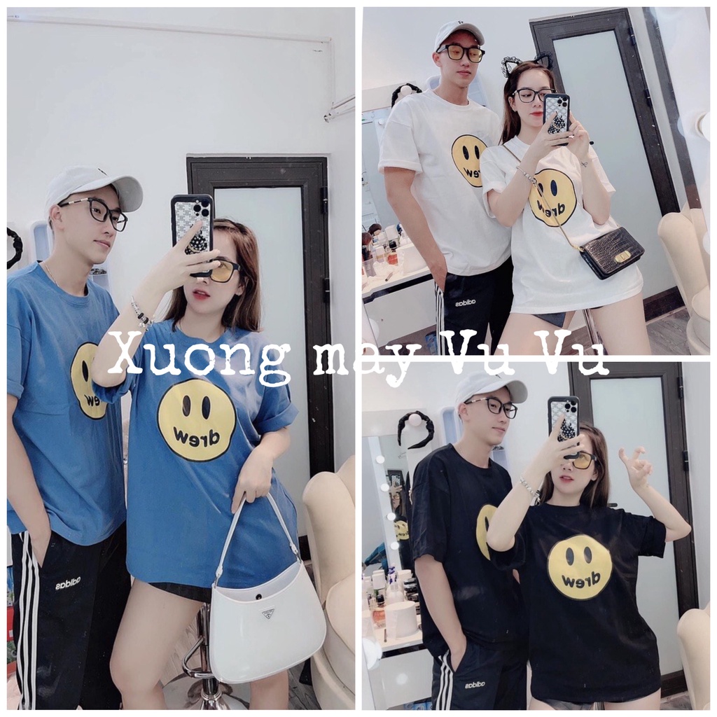 Áo phông unisex cộc tay in hình Brew mặt cười - Thun form rộng cổ tròn, pull dáng suông phong cách cá tính ulzzang