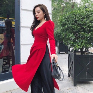 Áo dài cách tân cổ xẻ cách điệu mã V3446