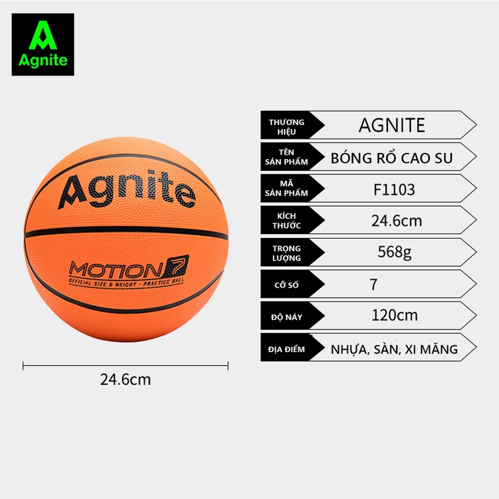 Quả bóng_rổ Agnite size 7 đạt tiêu chuẩn - cao su chống bẩn, không mòn, bền, cho người chơi thể thao chuyên nghiệp - F1