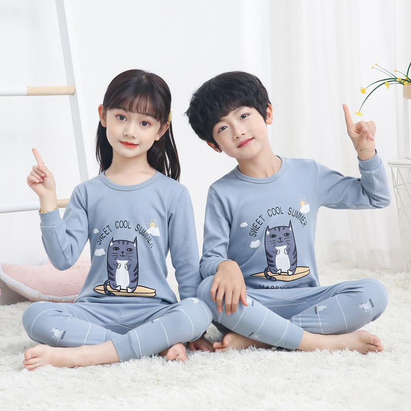 Bộ Đồ Ngủ Tay Dài Bằng Cotton Với Họa Tiết Hoạt Hình Dùng Cho Trẻ Nhỏ