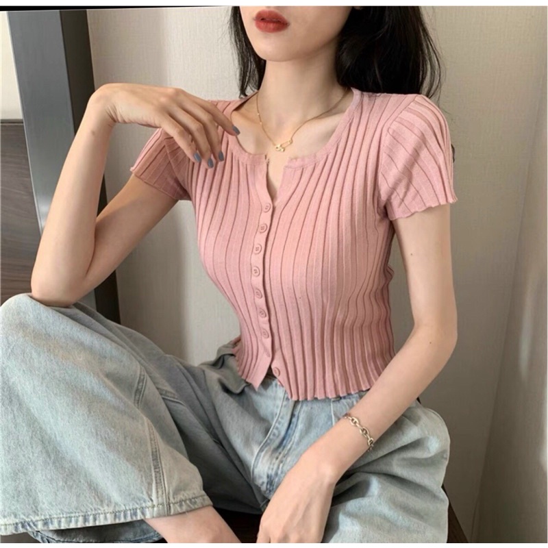 Áo len tăm body khuy cúc dọc tôn dáng