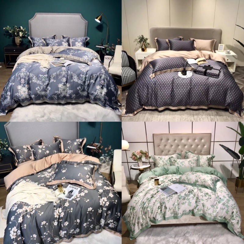 Set chăn ga gối Tencel hoa cao cấp, được chọn mẫu