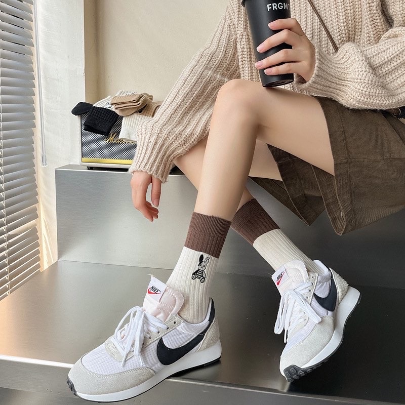 Tất vớ cao cổ nam/nữ thêu hình thỏ Bad Rabbit - bedth.socks