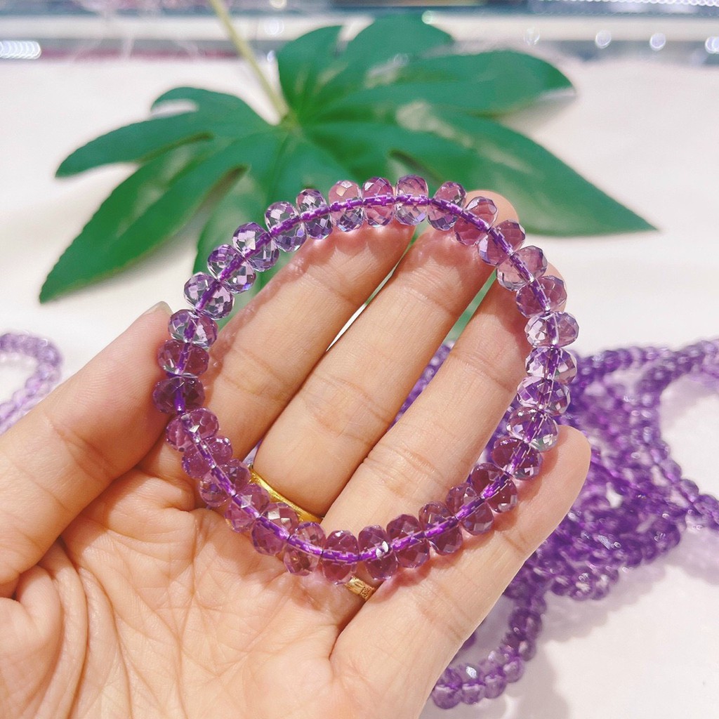 Vòng Tay Thạch A Tím Lavender Cắt Giác Siêu Đẹp Nhiều Size