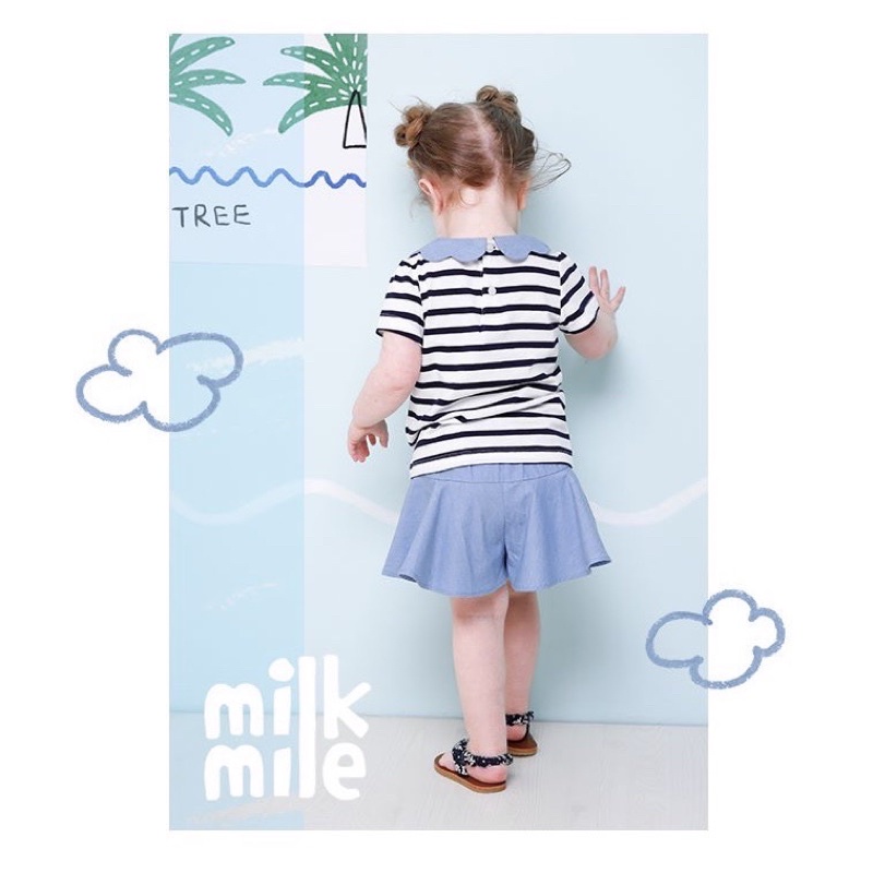 Bộ cộc hè áo kẻ cổ sen xuất Hàn