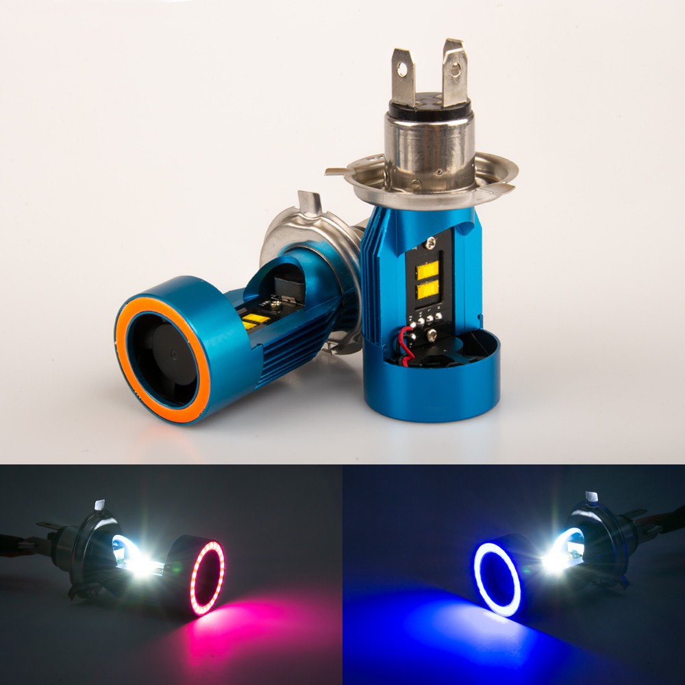 1pc LED H4 BA20D HS1 H6 Moto Motorcycle Headlight Bulbs Lamp H4 Led Motorbike Electric Scooter Lighting With Angel eye