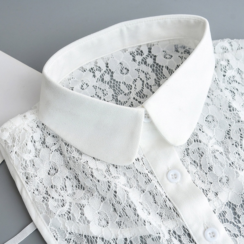 Áo Sơ Mi Nữ Nửa Cổ Ren Rỗng Tháo Rời Được In Họa Tiết Hoa