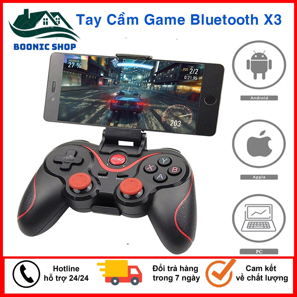 🎁BH 1 Năm🎁 Tay Cầm Chơi Game Bluetooth X3, Chuyên Game Trên Smartphone, PC, Laptop, Android, IOS, Windows Có Giá Kẹp