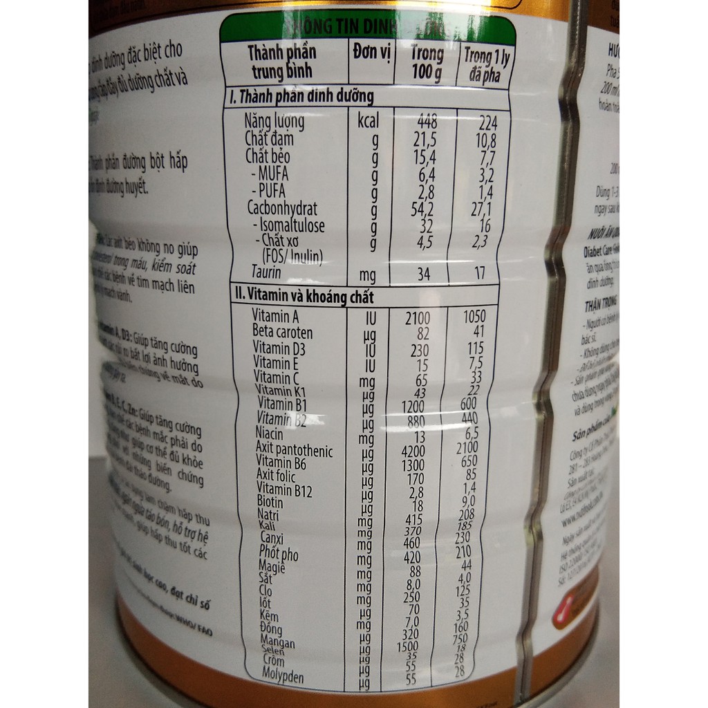 Sữa bột Nuti Diabet Care Gold 900g