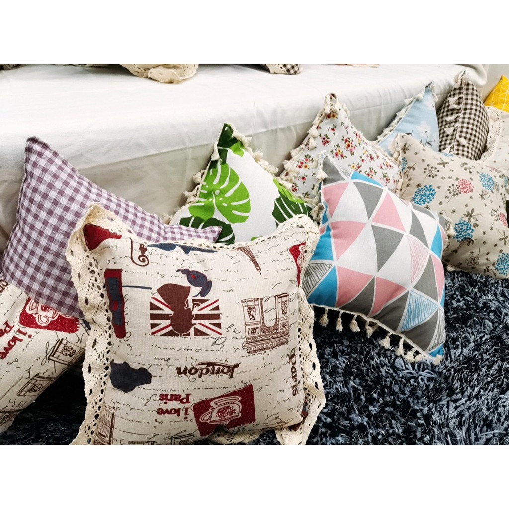 Gối tựa lưng văn phòng gối sofa đẹp trang trí decor 35cm x 35cm kèm ruột xinh xắn Nhà Xinh Decor chất liệu vải bố