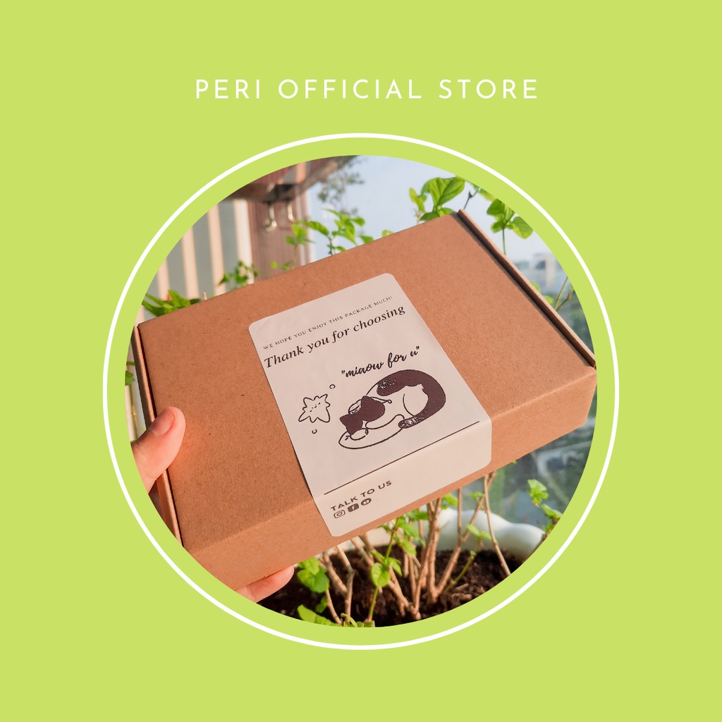 Cá | Set 50 tem dán seal hộp/ túi gói hàng size a7 - MÈO A7