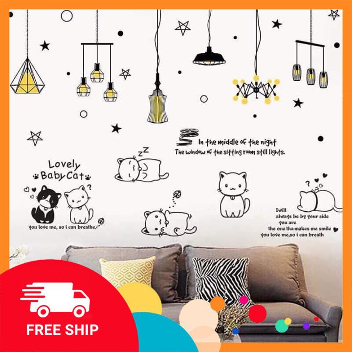 Decal dán tường ⚡️𝐅𝐑𝐄𝐄 𝐒𝐇𝐈𝐏⚡️ Decal trang trí dây đèn - PVC chống thấm nước, keo siêu dính - decor chụp ảnh