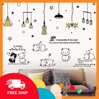 Decal dán tường ⚡️𝐅𝐑𝐄𝐄 𝐒𝐇𝐈𝐏⚡️ Decal trang trí dây đèn - PVC chống thấm nước, keo siêu dính