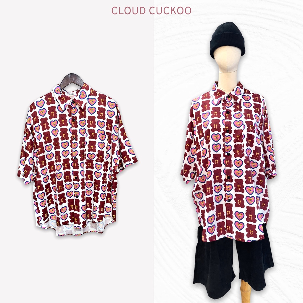 Sơ Mi OverSize In Hình Nhiều Chú Gấu - Mã Số: z6647