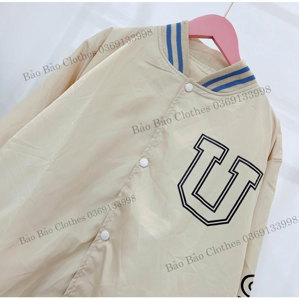 Áo Khoác Bomber Takkep Bàn Cờ Tay Bồng Chữ U Nam Nữ Unisex Dáng Rộng 2 Lớp Gió