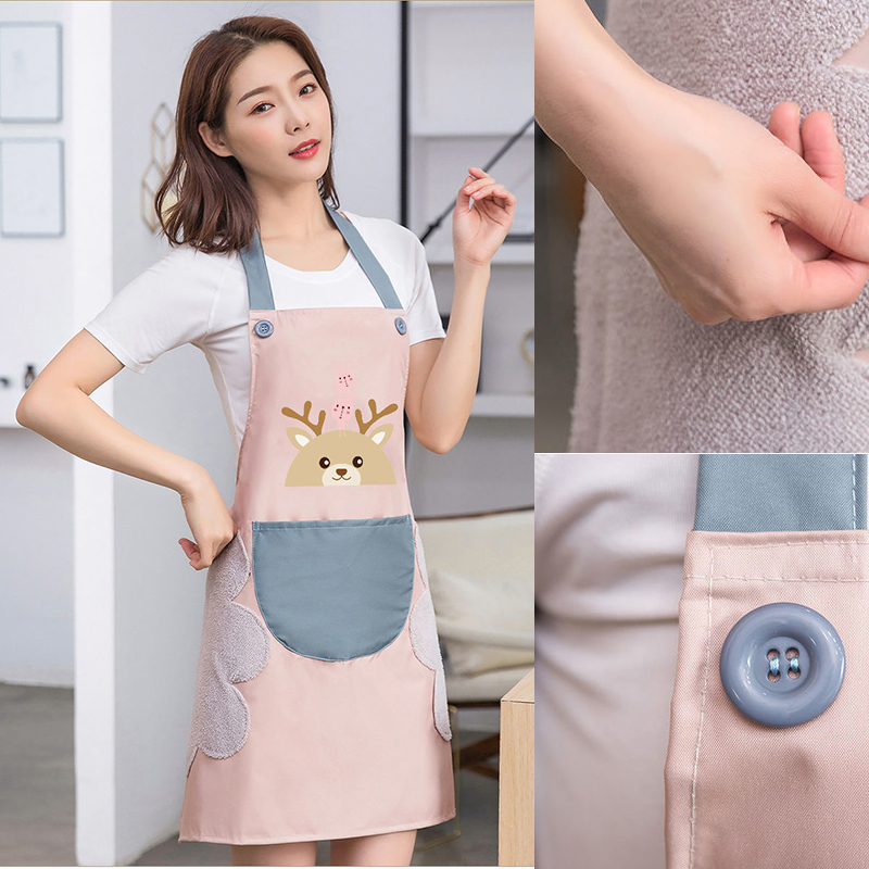 Tạp Dề Không Tay Chống Nước Có Túi In Hình Hoạt Hình Dễ Thương