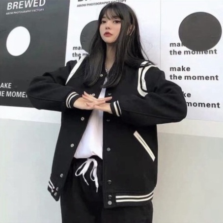 Áo Bomber💙FREESHIP💙 Áo Khoác Tay Viền Da Trắng  Phối Đồ Đẹp Hot 2021