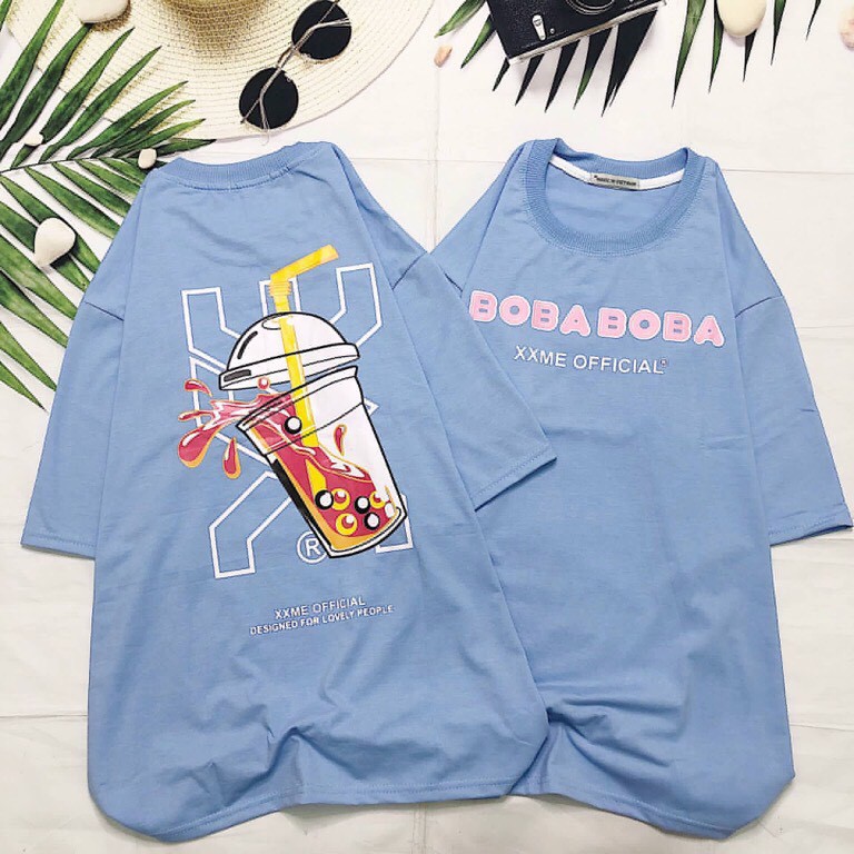 Áo Thun Nam Nữ BOBA Trà Sữa Xanh Unisex From Rộng Hot Trend Mới Vải Mềm Mịn Giá Xưởng
