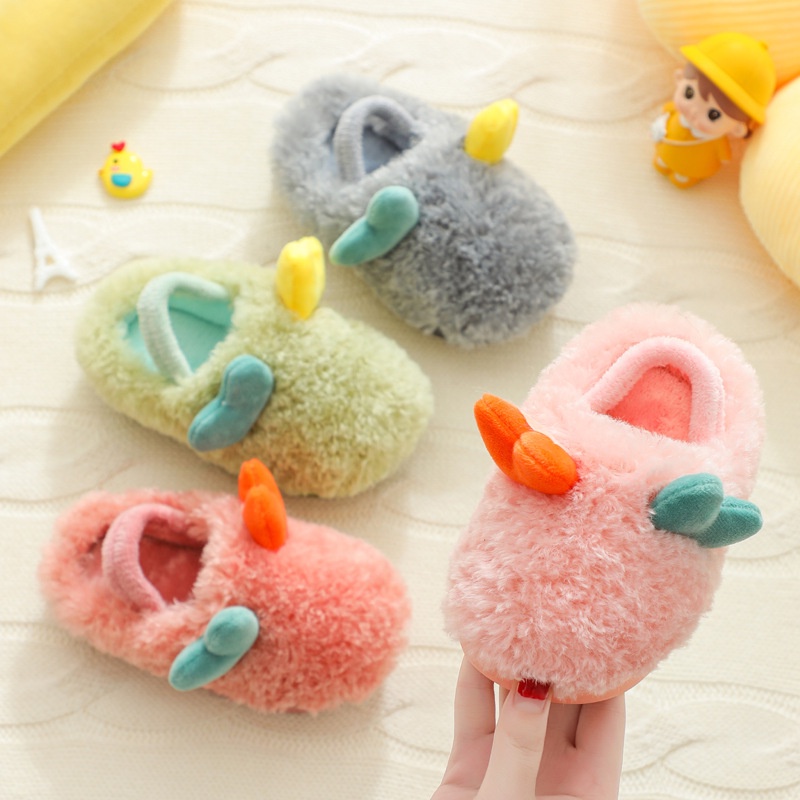 Dép Bông Đi Trong Nhà Cho Bé 1-3 Tuổi Chống Trơn Trượt Họa Tiết Kỳ Lân