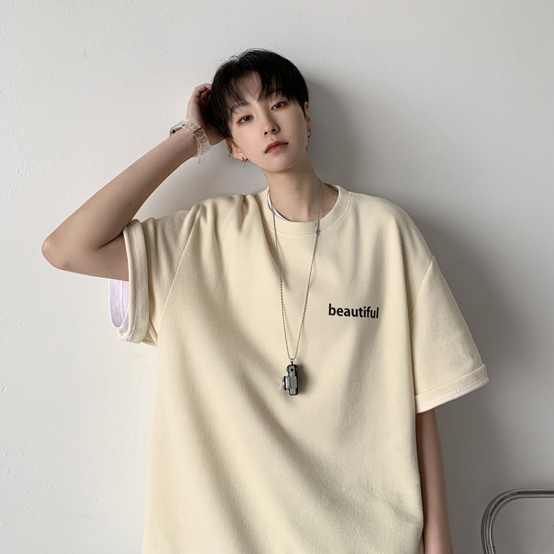 Áo Thun Nam Tay Ngắn Màu Sắc Đơn Giản