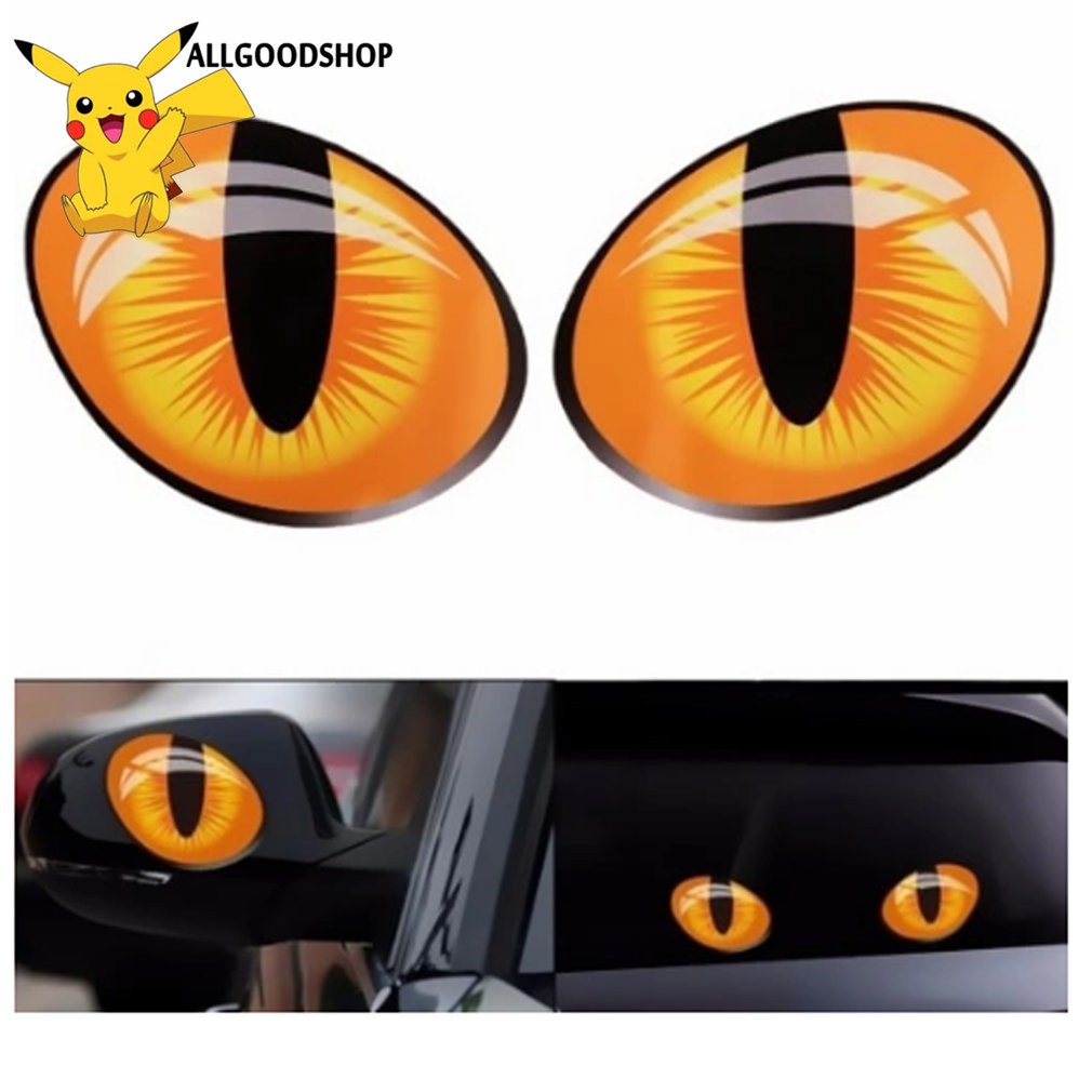 Bộ 2 miếng dán kính hình mắt mèo 3D dùng trang trí xe hơi