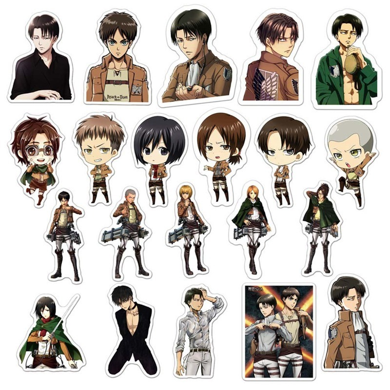 Set 50 Miếng Dán Hình Anime Attack On Titan Shingeki No Kyojin Trang Trí Đa Năng