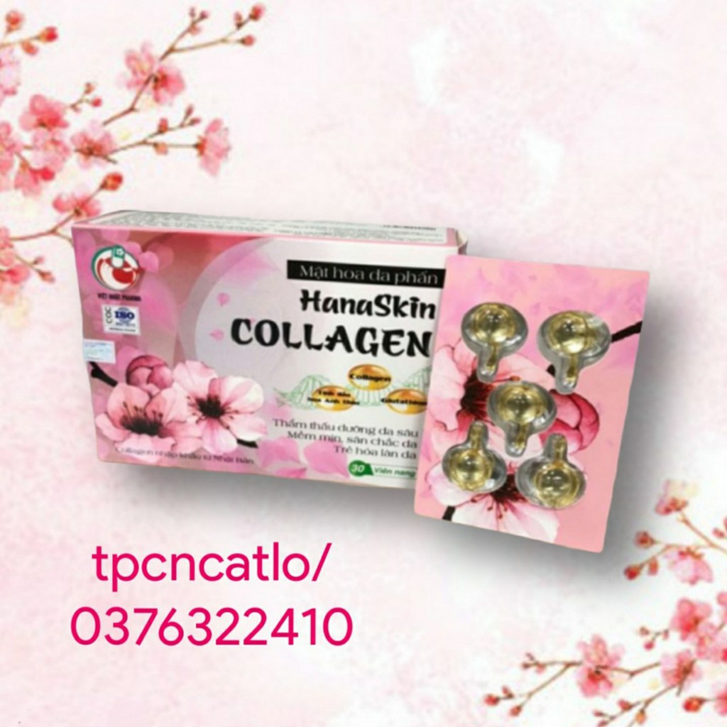 Viên bôi dưỡng da Collagen Hana Skin Collagen Mặt Hoa Da Phấn – hộp 30 viên